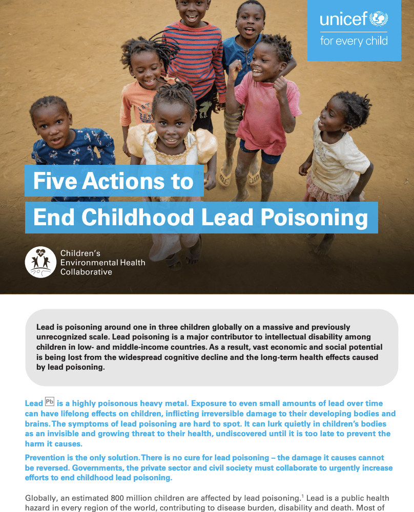 Lead and Children: No Amount of Lead is Safe